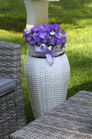 Set 2 Portavasi in Polyrattan ø32/38H62cm Alto Svasato Bianco