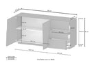 Credenza 2 Ante 180x44x86 cm Pongo 2A 3C Grigio Antracite Opaco  