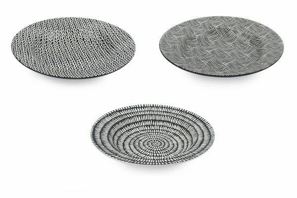 acquista Set 6 Piatti Pasta Bowl in Porcellana Ø28 cm Decoro Tribale a Rilievo Villa d'Este Home Tivoli Timbuktu