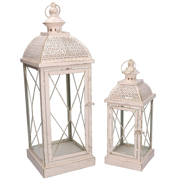 Set 2 Lanterne in Metallo crema oro quadro prezzo