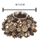 Set 3 Giro Candela con Pigne Ø15 cm Oro