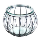 Vaso Porta Candela con Metallo 25 H 18 cm