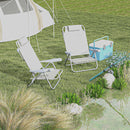 Set 2 Sedie da Campeggio Pieghevoli 62x65x80 cm Reclinabili su 6 Livelli Grigio Chiaro  