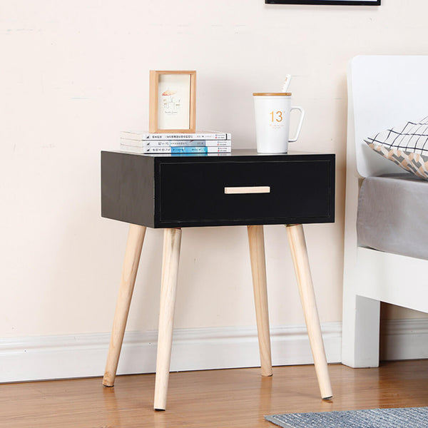 acquista Comodino 1 Cassetto in Legno 42x35x53 cm Toby Nero