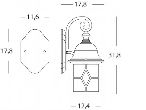 Lampada Applique Quadrata Piccola Colore Nero e Argento per Esterno Linea Rice Sovil