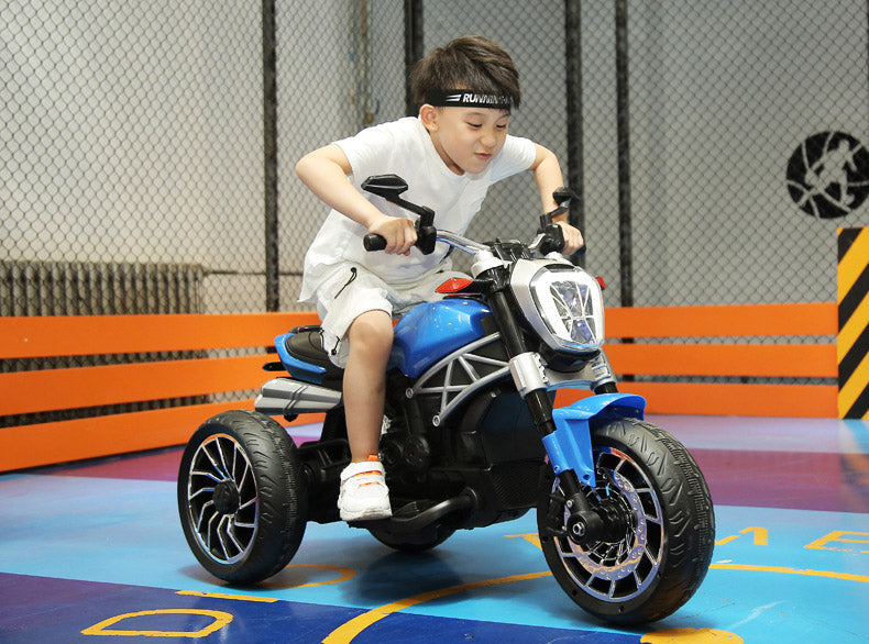 Moto Elettrica per Bambini 6V 3 Ruote Kidfun Blu