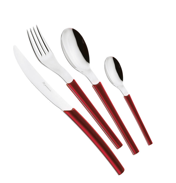 acquista Servizio Set di Posate 24 pezzi in Acciaio Inox Eme Loto Bordeaux 10