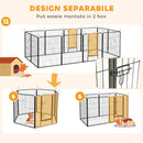 Recinto per Cani a 12 Pannelli Modulabili da 80x100 cm Pieghevole con Porta in Acciaio e 12 Picchetti Grigio      