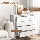 Cassettiera a 5 Cassetti 79x39,5x80,5 cm in Legno Bianco   