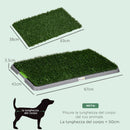 Lettiera per Cani con Prato Sintetico 67x41x 3,5 cm Erba di Ricambio e Vassoio Inferiore 