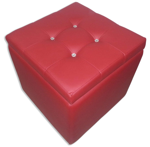 Cubo Pouf Contenitore in Similpelle e Cristalli Renier Bordeaux acquista