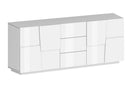 Credenza 4 Ante 3 Cassetti 220x44x86 cm Pongo 4A 3C Bianco Lucido  