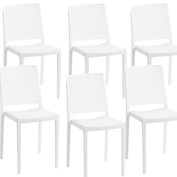 prezzo Set 6 Sedie 46x56x81 cm in Polipropilene Porto Bianca