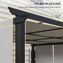 Gazebo Pergola con 3 Tettucci Regolabili 300x350 cm in Acciaio e Poliestere Grigio Chiaro      