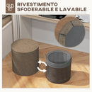 Pouf Poggiapiedi 41x41 cm Rivestimento Rimovibile Tessuto Effetto Lino Marrone 
