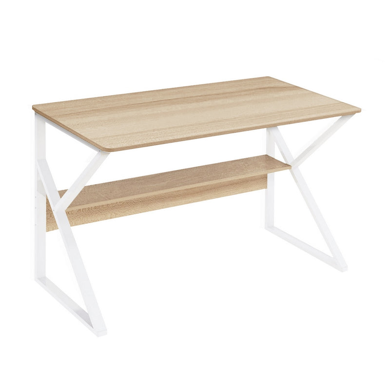 Scrivania da Ufficio 120x60x72 cm in Metallo e Legno Pillai Bianco/Frassino