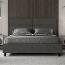 Letto Matrimoniale con Alzata Comoda Imbottito in Microfibra Nandy Grigio Varie Misure
