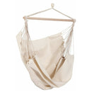 Amaca Poltrona Sospesa Cotone Ecrù Supporto in Legno Sedia Dondolo da Giardino