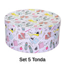 Set 5 Scatole cartone school tondo 