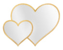 Specchio Glam Double Heart 65x2x50 cm in Ferro Specchio e MDF Oro