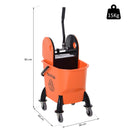 Carrello Pulizie Professionale con Strizzatore Rimovibile e Ruote Arancione 