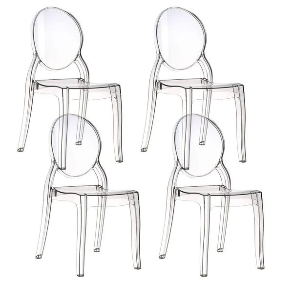 sconto Set 4 Sedie Impilabili 47x90x50 cm in Policarbonato Glass Trasparente