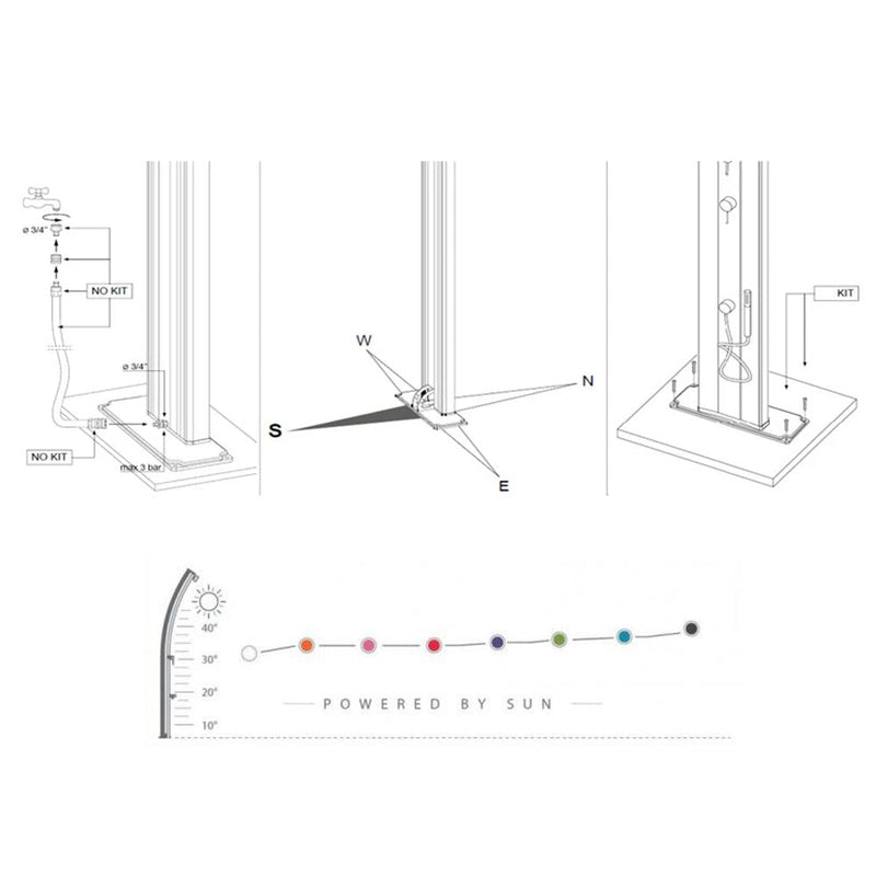 Doccia Solare da Esterno Giardino 30L Miscelatore Temporizzato e Lavapiedi Arkema Jolly Plus Vari Colori