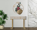 Console Fissa 3 Cassetti Beauty 100x80x40 cm in Legno MDF e Metallo Crema/Oro