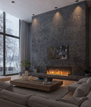 Camino a Vapore Elettrico Design Moderno Da Incasso 180x50x40 cm Invapo Inside C1800 in Acciaio Verniciato Nero      