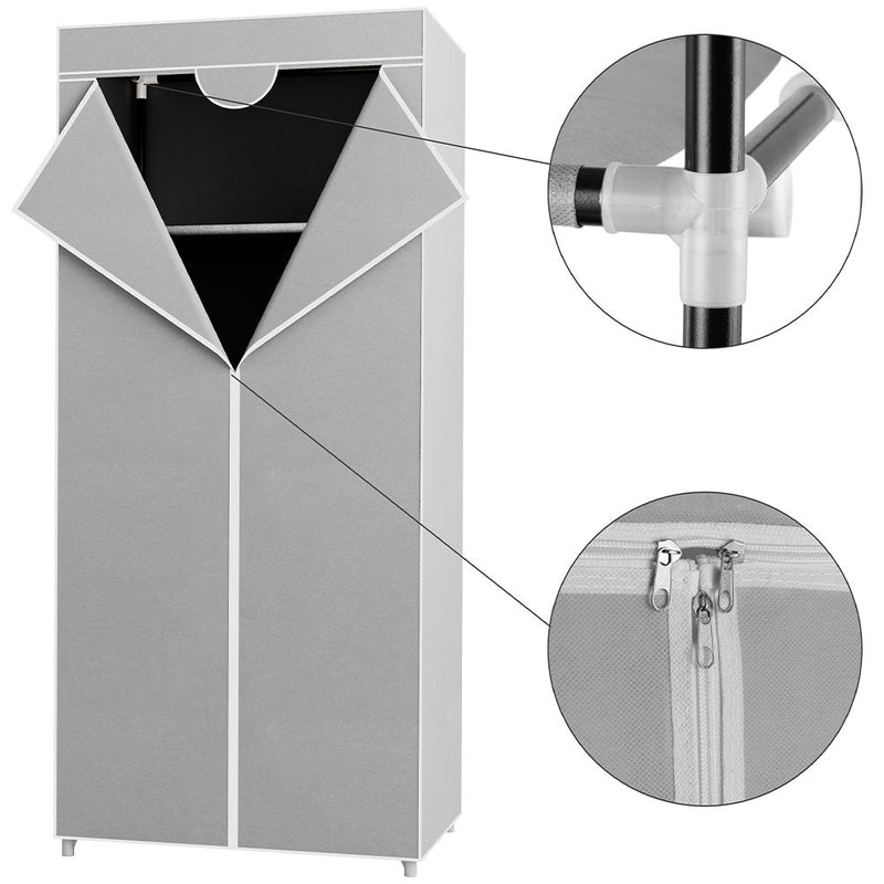 Armadio In Tessuto Pieghevole Grande - 132x44x170 Cm, 3 Barre Appendiabiti, 6 Tasche, Tubi Metallici 19 Mm, Per Camera O Campeggio