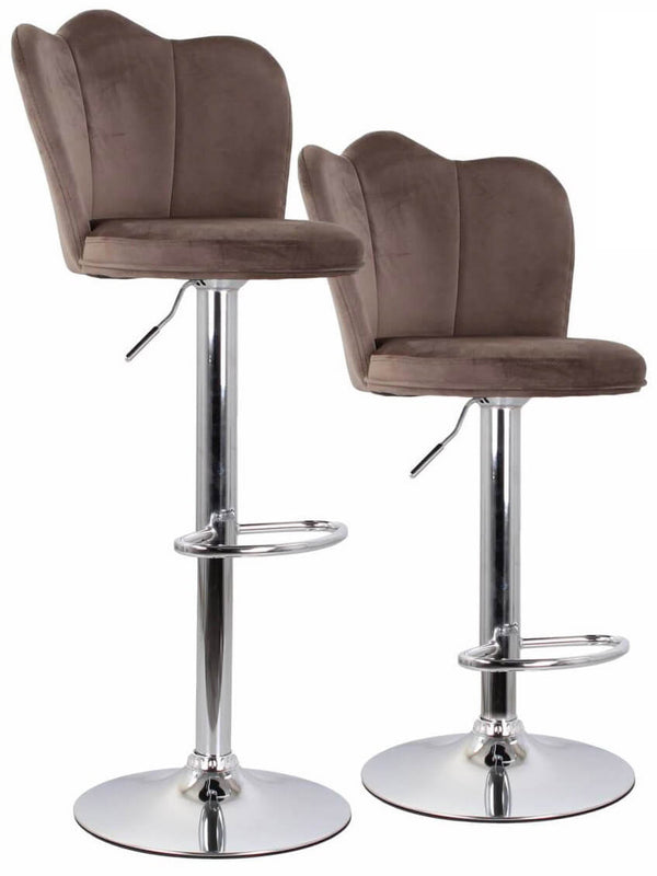 Set 2 Sgabelli 38x38x60/80 cm in Velluto Base Cromata Grigio sconto