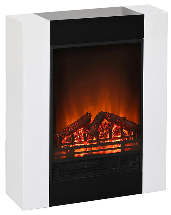 Camino Elettrico da Pavimento Effetto Fiamma 1500W Moderna Bianco e Nero sconto