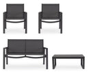 Set Tavolo e 3 Sedie da Giardino in Alluminio Antracite Antracite