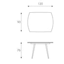 Tavolo Allungabile 120/180x90x76 cm in Metallo con Top in Vetro Bianco