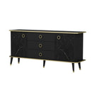 Madia Bienmadia 180 2 ante e 3 cassetti effetto marmo nero oro