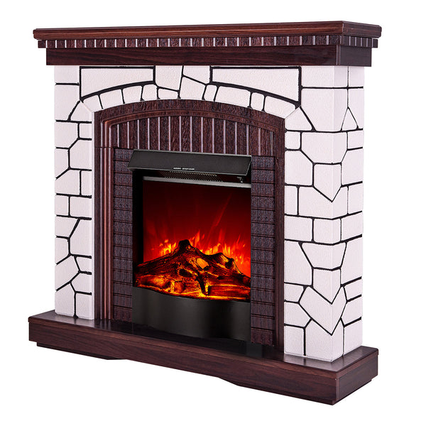 Camino Elettrico da Pavimento 105,8x110x30 cm Effetto Fiamma 1600W Natali & Corsica Bianco/noce scuro acquista