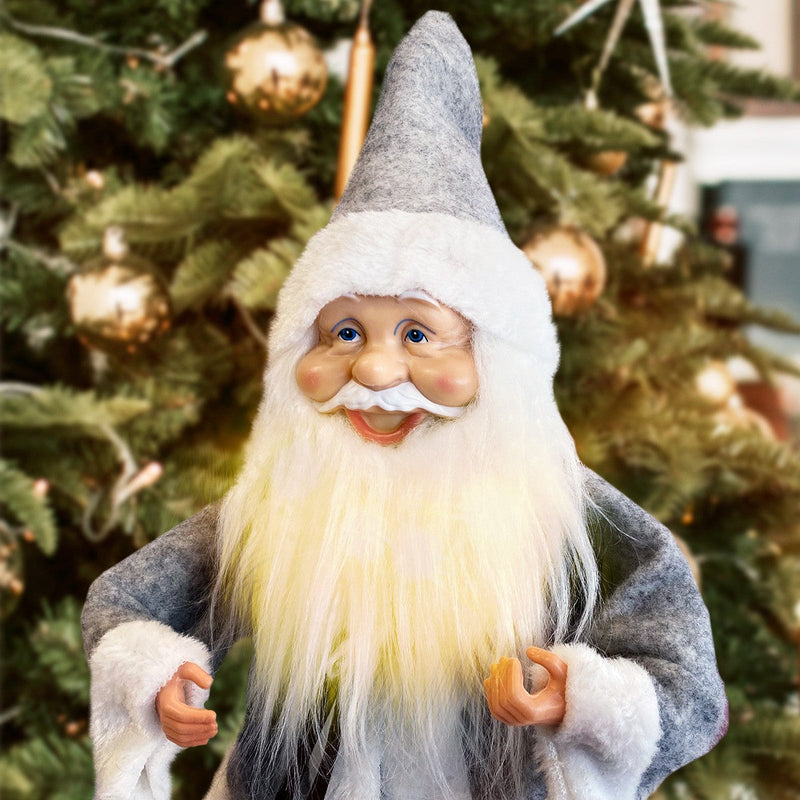 Pupazzo Babbo Natale H40 cm con Minilucciole Grigio