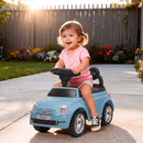 Macchina Cavalcabile per Bambini 12-36 Mesi Licenza Fiat 61x28x38,3 cm con Musica e Clacson in PP Blu      