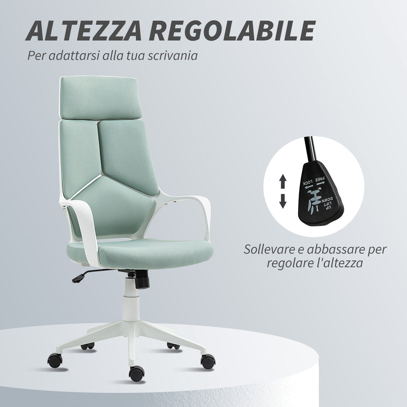 Sedia da Ufficio Operativa 63x63x117-127 cm Seduta Girevole e Dondolo Tessuto a Rete Verde  