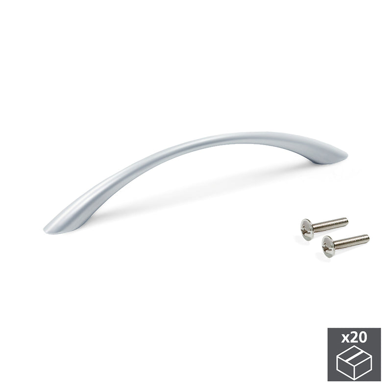 Maniglia per Mobile Interasse 128 mm Zama Grigio Metallizzato 20 Pezzi Emuca