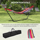 Amaca Autoportante con Supporto 298x117x105 cm Altezza Regolabile e Borsa di Trasporto in Metallo e Poliestere Rosso      