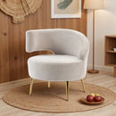 Sedia Moderna con Schienale ad Arco 69x65x67 cm Rivestita in Chenille Bianco Crema      