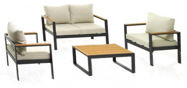 Set da Giardino Divano 2 Poltrone e Tavolino in Alluminio Grigio Scuro prezzo