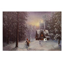 Quadro con led legno casa innevata multicolor rettangolare cm 60x40xh1,8