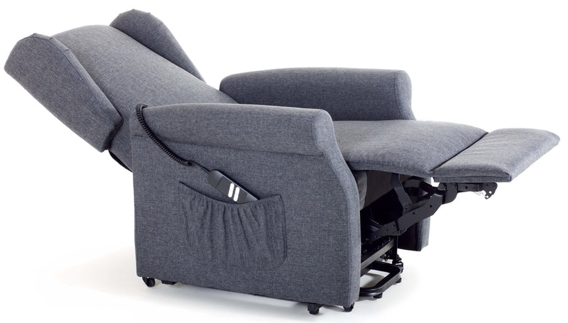 Poltrona Alzapersona Elettrica 2 Motori in Tessuto Vittoria Grigio Scuro