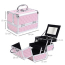 Valigetta Porta Trucchi 20x15x15 cm con Profili in Alluminio Rosa