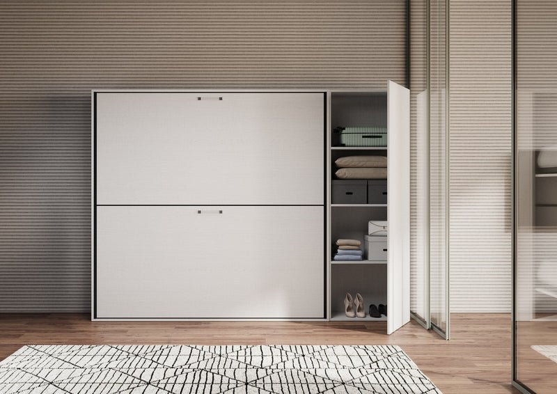 Letti Singoli a Scomparsa Composizione H Kando H190,8 Bianco Frassino con Materassi