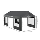 Gazebo per Auto e Feste con Altezza Regolabile 4 Porte e 4 Finestre 6x3m  Grigio Scuro