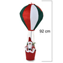 Decorazione Natalizia Mongolfiera di Babbo Natale Ø40x92 cm in Velluto Bianco Verde e Rosso      