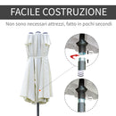 Ombrellone Doppio a 12 Stecche 455x265x238 cm con Base a Croce e Manovella in Acciaio e Poliestere Beige      